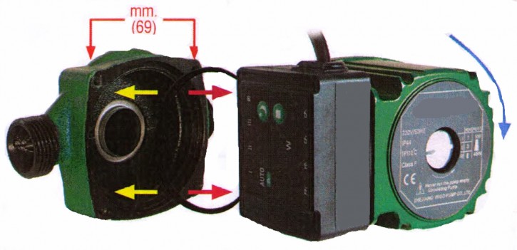 Pumpenkopf passend f. Grundfos Wilo Hocheffizienz Heizungs Pumpen Austausch