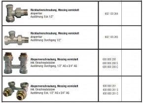 Heizkörperanschlussamatur Hahnblock Rücklaufverschraubung Absperrverschraubung