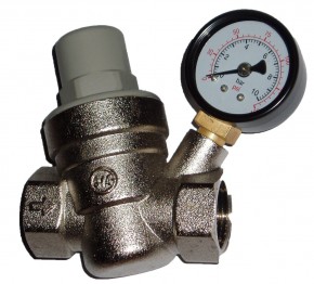 3/4 Druckminderer 1 – 6 bar mit Manometer 10 bar rad. 40mm